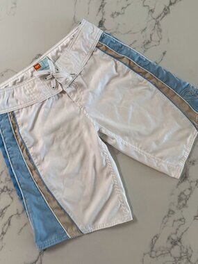 Vintage Roxy Boardshorts - White / Blue / Tan - Size 0
